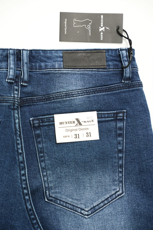 Quần jeans nam co giãn short form slimfit thun xanh trơn - Hunter X-Rays S58