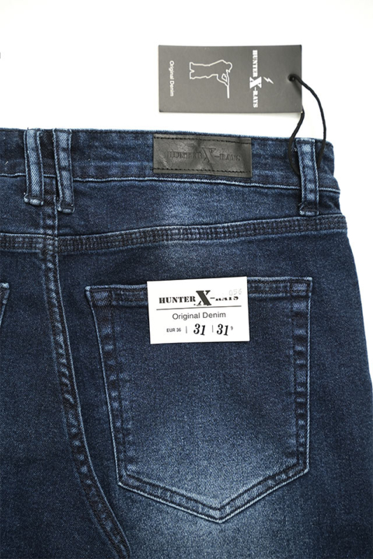 Quần jeans nam rách đẹp ngắn form slimfit thun màu xanh - Hunter X-Rays S56